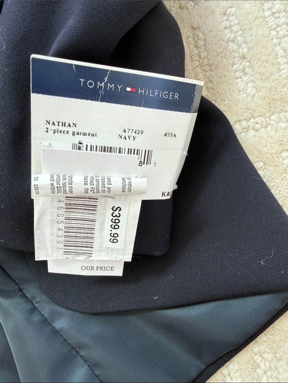 **** NWT- Tommy Hilfiger “Nathan” 2- Piece Suit  (100% Worsted Wool) - Picture 4 of 8